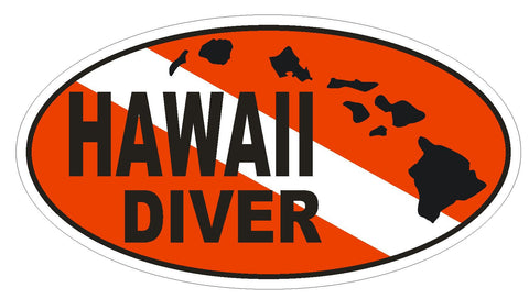 HAWAII SCUBA DIVING Oval Bumper Sticker or Helmet Sticker D1842 Euro Oval - Winter Park Products