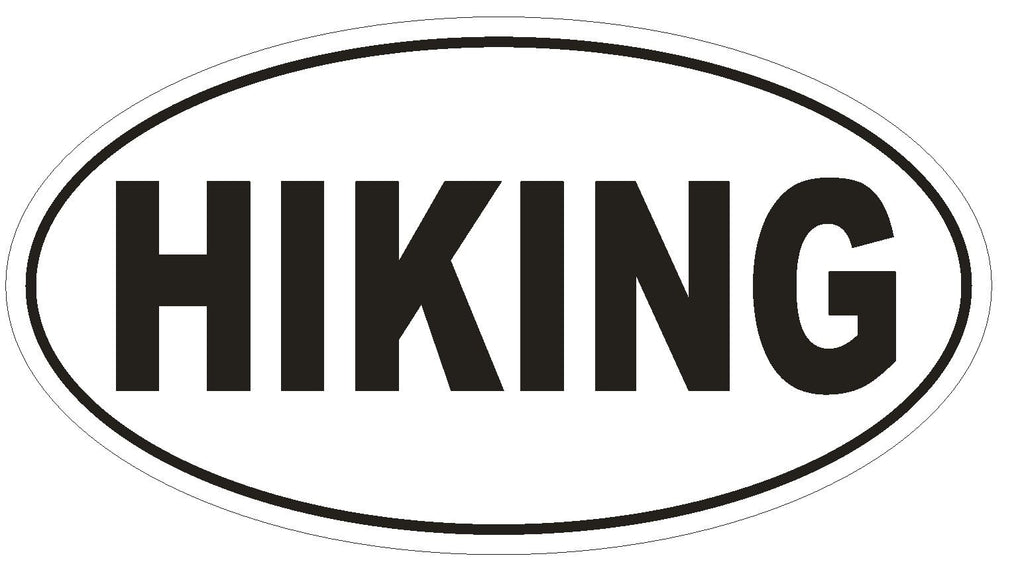HIKING Oval Bumper Sticker or Helmet Sticker D1938 Euro Oval - Winter Park Products