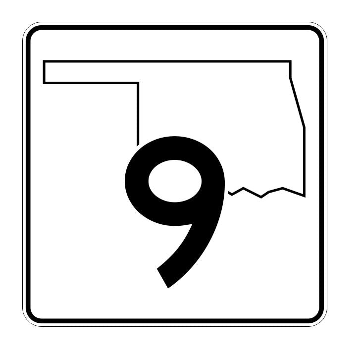 Oklahoma State Highway 9 Sticker Decal R5564 Highway Route Sign