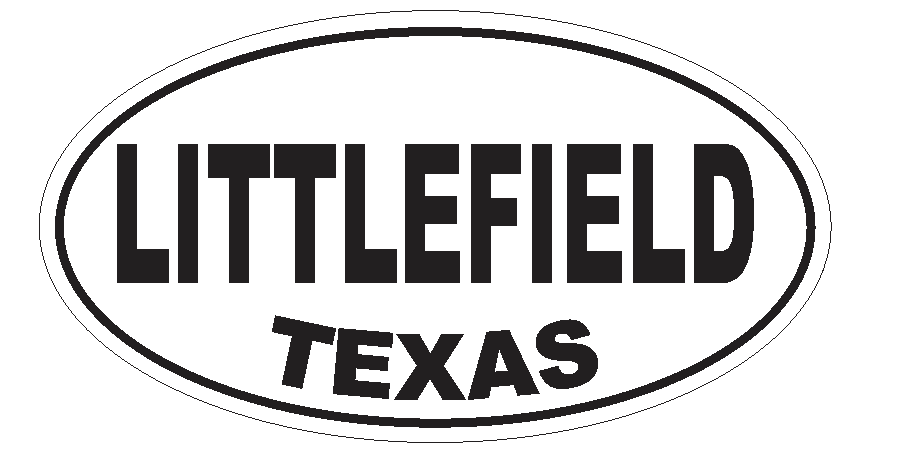 Littlefield Texas Oval Bumper Sticker or Helmet Sticker D3625 Euro Oval - Winter Park Products
