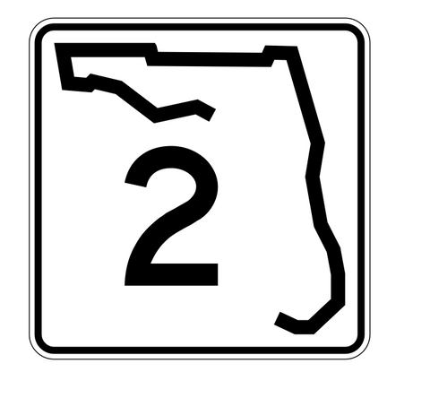 Florida State Road 2 Sticker Decal R1331 Highway Sign - Winter Park Products