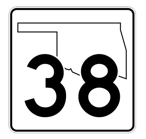 Oklahoma State Highway 38 Sticker Decal R5598 Highway Route Sign