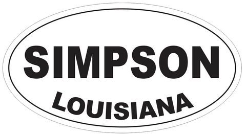 Simpson Louisiana Oval Bumper Sticker or Helmet Sticker D4011