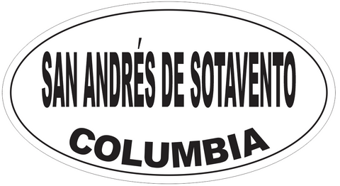 San Andres de Sotavento Columbia Oval Bumper Sticker or Helmet Sticker D5577