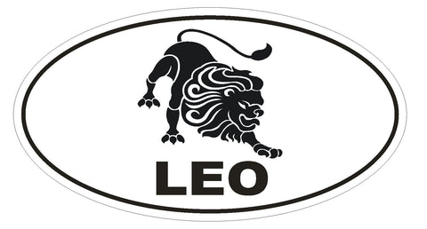 LEO Oval Bumper Sticker or Helmet Sticker D1872 Euro Oval Zodiac Horoscope - Winter Park Products