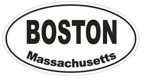 Boston Massachusetts Oval Bumper Sticker or Helmet Sticker D1376 Euro Oval - Winter Park Products
