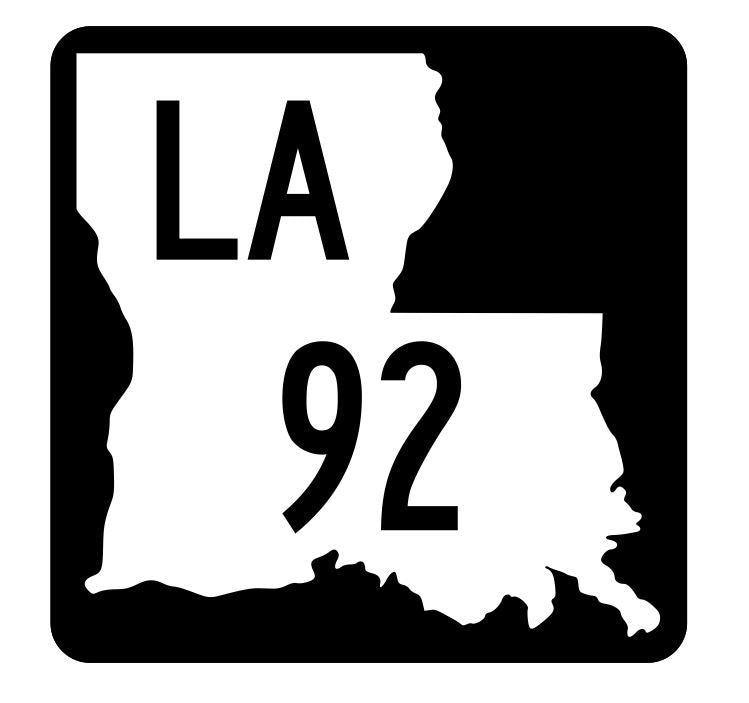 Louisiana State Highway 92 Sticker Decal R5808 Highway Route Sign