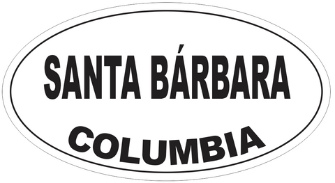 Santa Barbara Columbia Oval Bumper Sticker or Helmet Sticker D4960