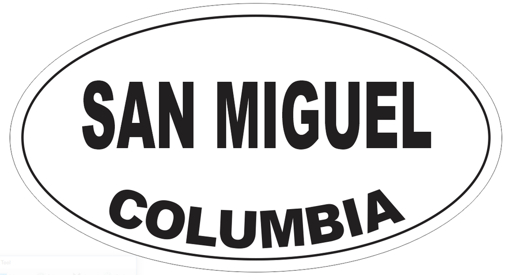 San Miguel Columbia Oval Bumper Sticker or Helmet Sticker D5489