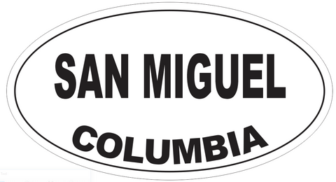 San Miguel Columbia Oval Bumper Sticker or Helmet Sticker D5489