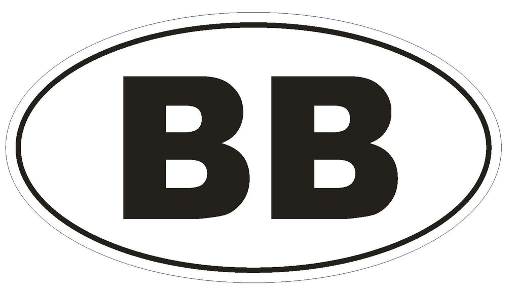 BB Barbados Oval Bumper Sticker or Helmet Sticker D2096 Euro Oval Country Code - Winter Park Products