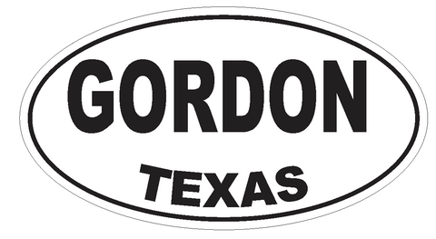 Gordon Texas Oval Bumper Sticker or Helmet Sticker D3422 Euro Oval - Winter Park Products