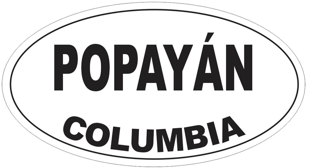 Popayan Columbia Oval Bumper Sticker or Helmet Sticker D4398