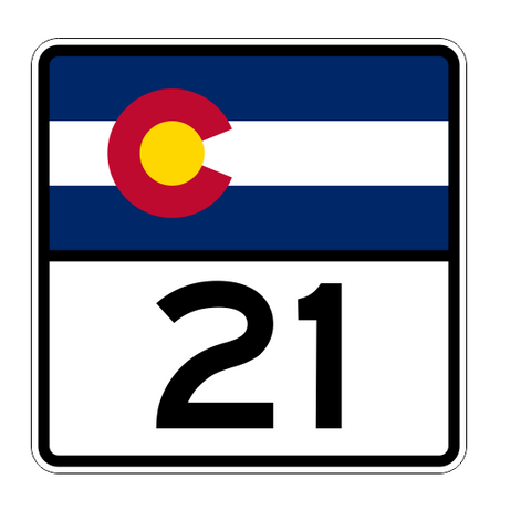 Colorado State Highway 21 Sticker Decal R1788 Highway Sign - Winter Park Products