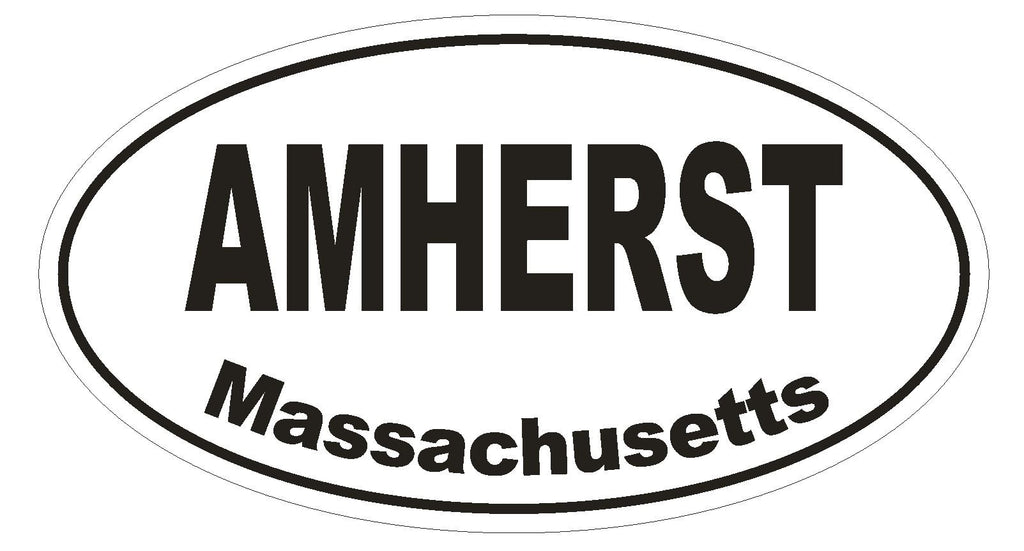 Amherst Massachusetts Oval Bumper Sticker or Helmet Sticker D1378 Euro Oval - Winter Park Products