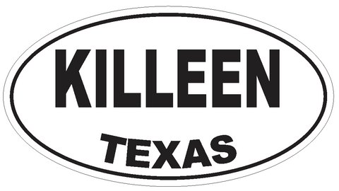 Killeen Texas Oval Bumper Sticker or Helmet Sticker D3553 Euro Oval - Winter Park Products