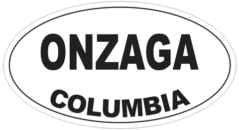 Onzaga Columbia Oval Bumper Sticker or Helmet Sticker D4682