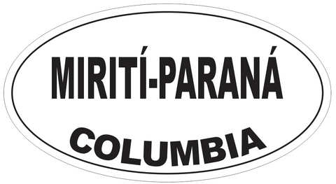 Miriti-Parana Columbia Oval Bumper Sticker or Helmet Sticker D4938