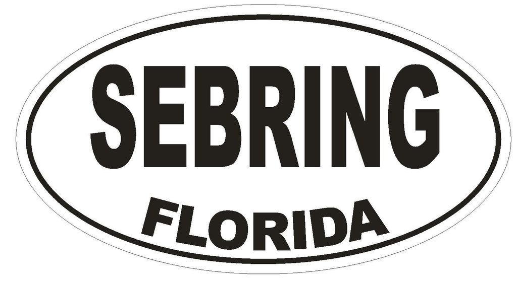 Sebring Florida Oval Bumper Sticker or Helmet Sticker D1595 Euro Oval - Winter Park Products