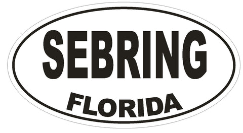 Sebring Florida Oval Bumper Sticker or Helmet Sticker D1595 Euro Oval - Winter Park Products