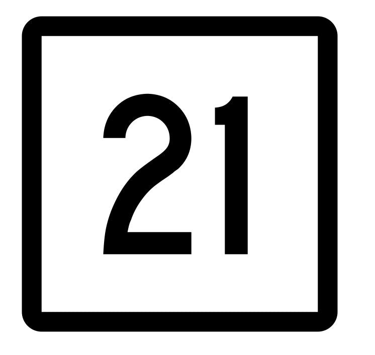 Connecticut State Highway 21 Sticker Decal R5068 Highway Route Sign
