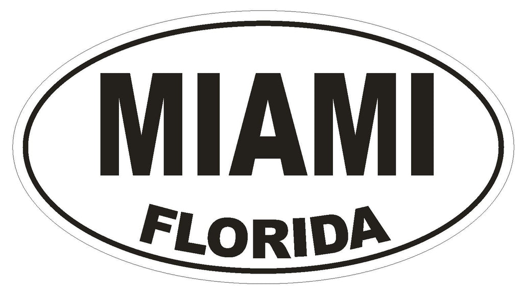 Miami Florida Oval Bumper Sticker or Helmet Sticker D1329 Euro Oval - Winter Park Products