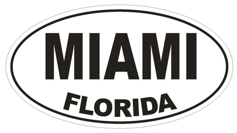 Miami Florida Oval Bumper Sticker or Helmet Sticker D1329 Euro Oval - Winter Park Products