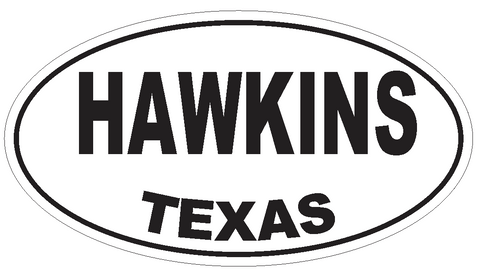 Hawkins Texas Oval Bumper Sticker or Helmet Sticker D3481 Euro Oval - Winter Park Products