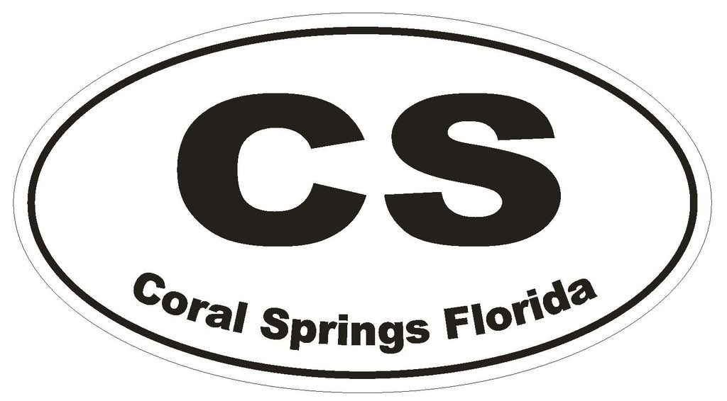 Coral Springs Florida Oval Bumper Sticker or Helmet Sticker D1640 Euro Oval - Winter Park Products