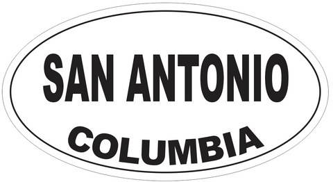 San Antonio Columbia Oval Bumper Sticker or Helmet Sticker D5512