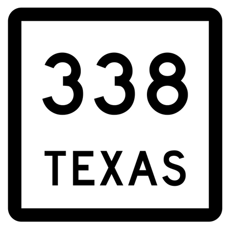 Texas State Highway 338 Sticker Decal R2633 Highway Sign