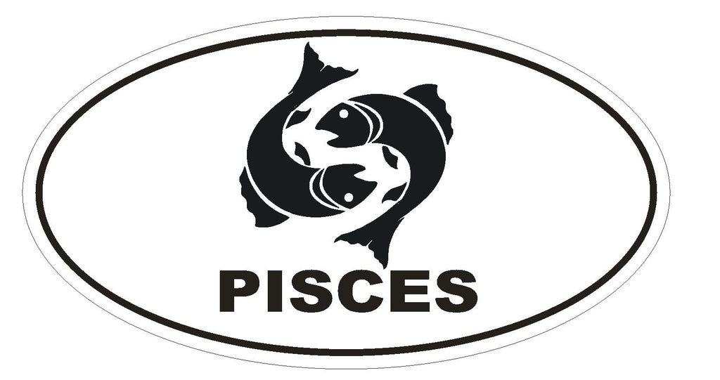 PISCES Oval Bumper Sticker or Helmet Sticker D1873 Euro Oval Zodiac Horoscope - Winter Park Products