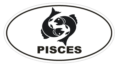 PISCES Oval Bumper Sticker or Helmet Sticker D1873 Euro Oval Zodiac Horoscope - Winter Park Products