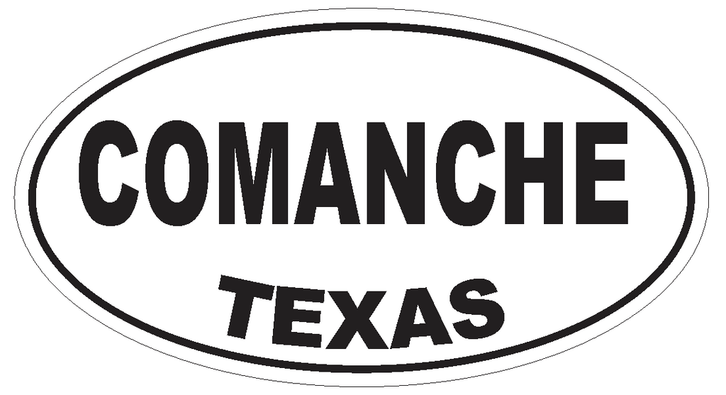 Comanche Texas Oval Bumper Sticker or Helmet Sticker D3284 Euro Oval - Winter Park Products