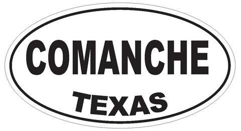 Comanche Texas Oval Bumper Sticker or Helmet Sticker D3284 Euro Oval - Winter Park Products