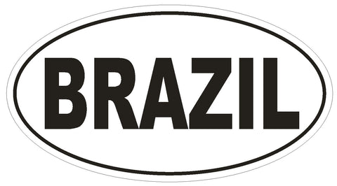 BRAZIL Oval Bumper Sticker or Helmet Sticker D2148 Country Euro Oval - Winter Park Products