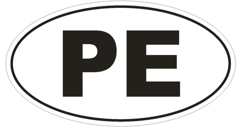 PE Peru Oval Bumper Sticker or Helmet Sticker D2011 Country Code - Winter Park Products