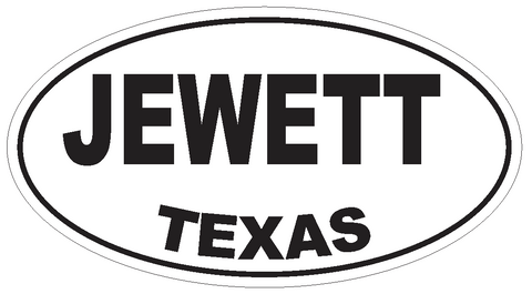 Jewett Texas Oval Bumper Sticker or Helmet Sticker D3531 Euro Oval - Winter Park Products