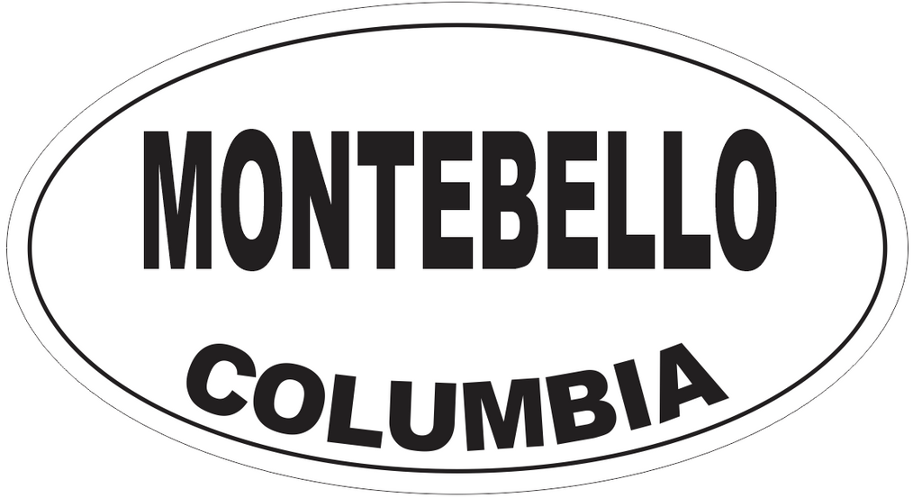 Montebello Columbia Oval Bumper Sticker or Helmet Sticker D4223