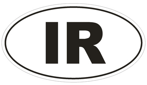 IR Iran Oval Bumper Sticker or Helmet Sticker D2072 Euro Oval Country Code - Winter Park Products