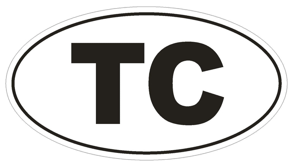 TC Turks & Caicos Oval Bumper Sticker or Helmet Sticker D2040 Country Code - Winter Park Products