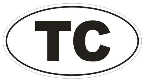 TC Turks & Caicos Oval Bumper Sticker or Helmet Sticker D2040 Country Code - Winter Park Products