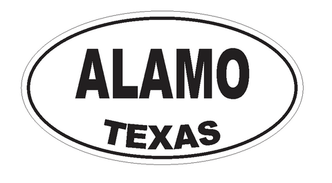 Alamo Texas Oval Bumper Sticker or Helmet Sticker D3106 Euro Oval - Winter Park Products
