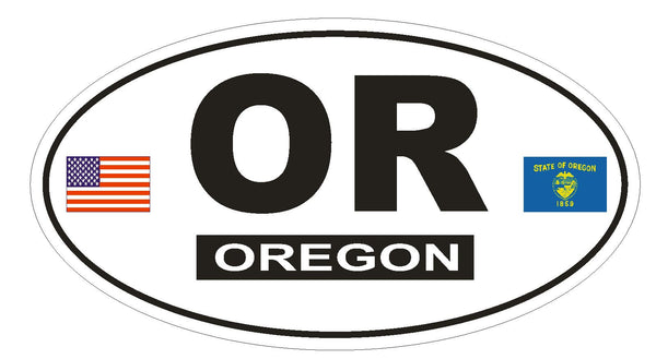 OR Oregon Oval Bumper Sticker or Helmet Sticker D777 Euro Oval with Fl ...