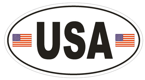 USA Oval Bumper Sticker or Helmet Sticker D807 Euro Oval With Flags - Winter Park Products