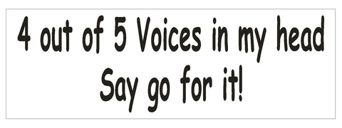 Voices In My Head Bumper Sticker or Helmet Sticker D750 Funny Bumper Sticker - Winter Park Products