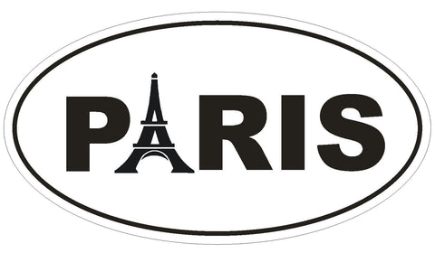 Paris Oval Bumper Sticker or Helmet Sticker D804 Euro Oval With Eiffel Tower - Winter Park Products