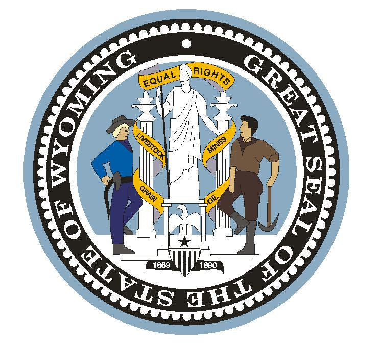 Wyoming State Seal Vinyl Sticker R565 - Winter Park Products