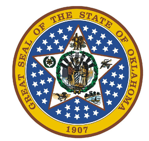 Oklahoma State Seal Vinyl Sticker R553 - Winter Park Products