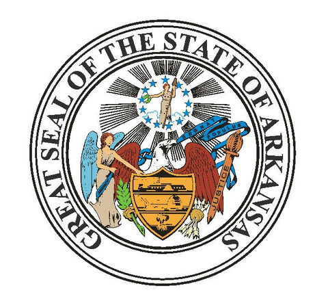 Arkansas State Seal Vinyl Sticker R10 - Winter Park Products